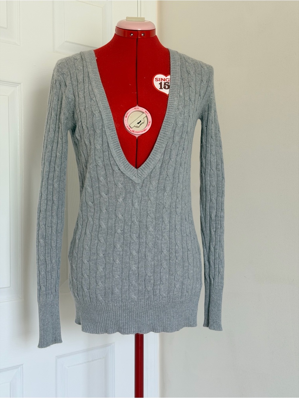 Vintage Y2K GAP Gray Cable Knit Angora Blend Sweater Tunic XS S Bella Swan